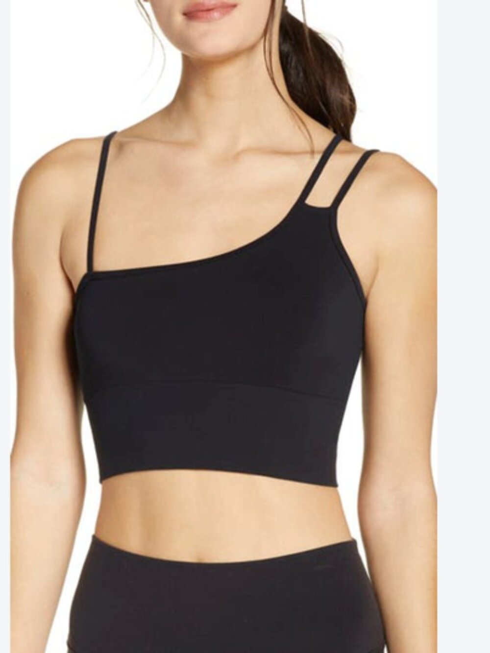 ALO Yoga Offset Seamless Longline Bralette Size Small Black